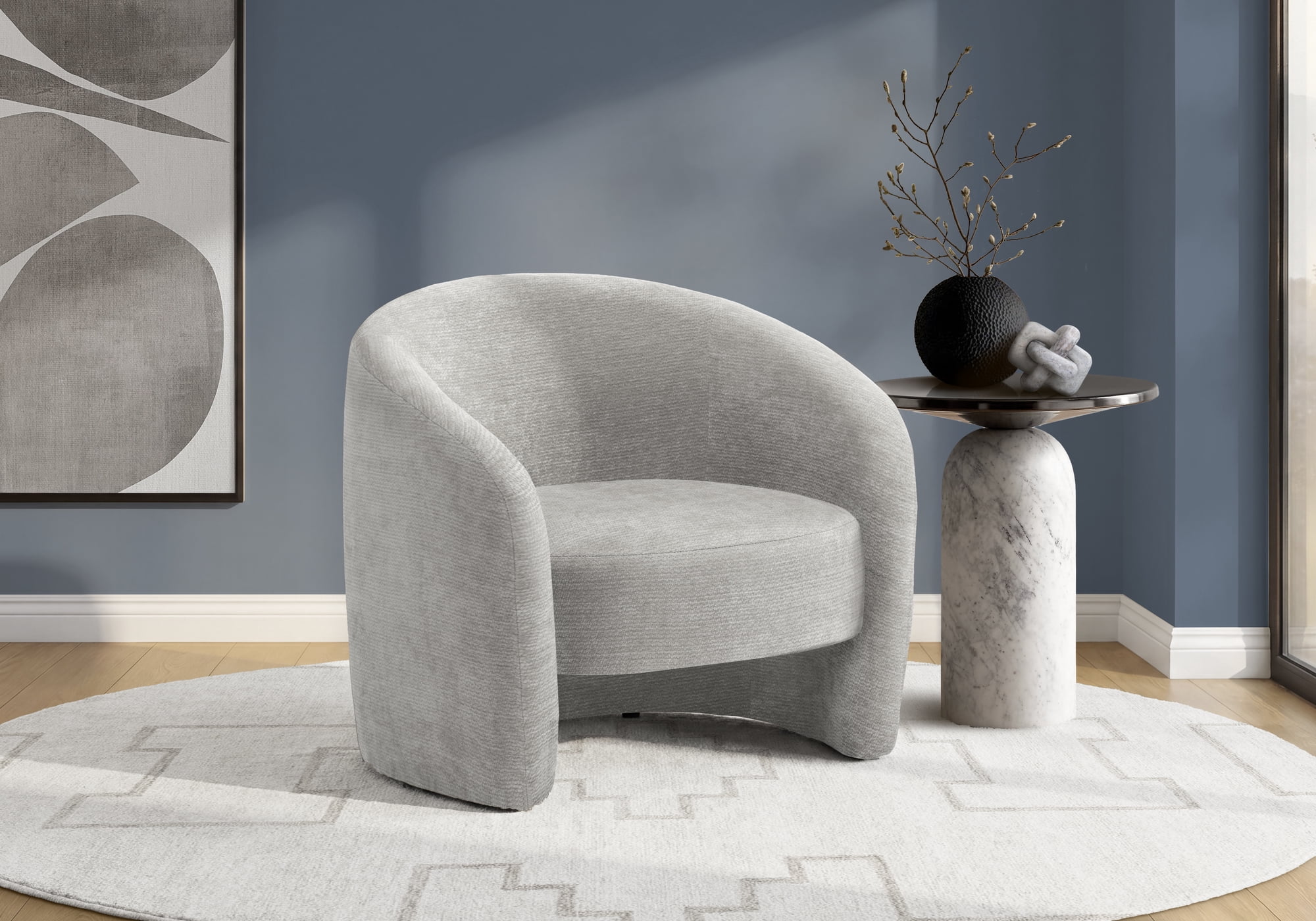 Monarch Specialties - I 8024 Accent Chair, 29"H, Upholstered, Living Room, Bedroom, Light Grey Fabric