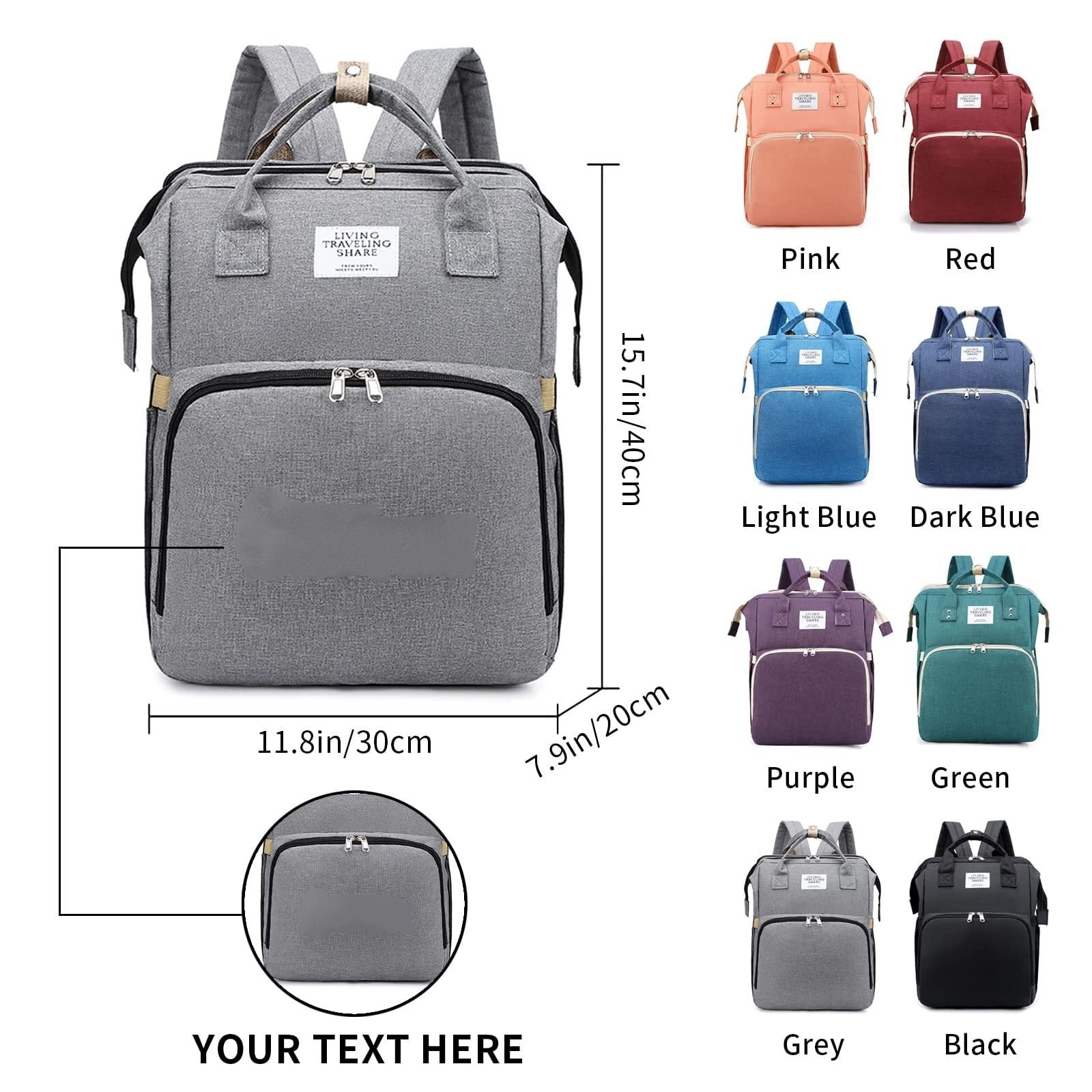 Personalized 3 in 1 Diaper Bag Backpack with Changing Station Multifunction Large Baby Diaper Bags for Boys & Girls Portable, Custom Lightweight Changing Bag Newborn Baby Essential Gifts (Purple)