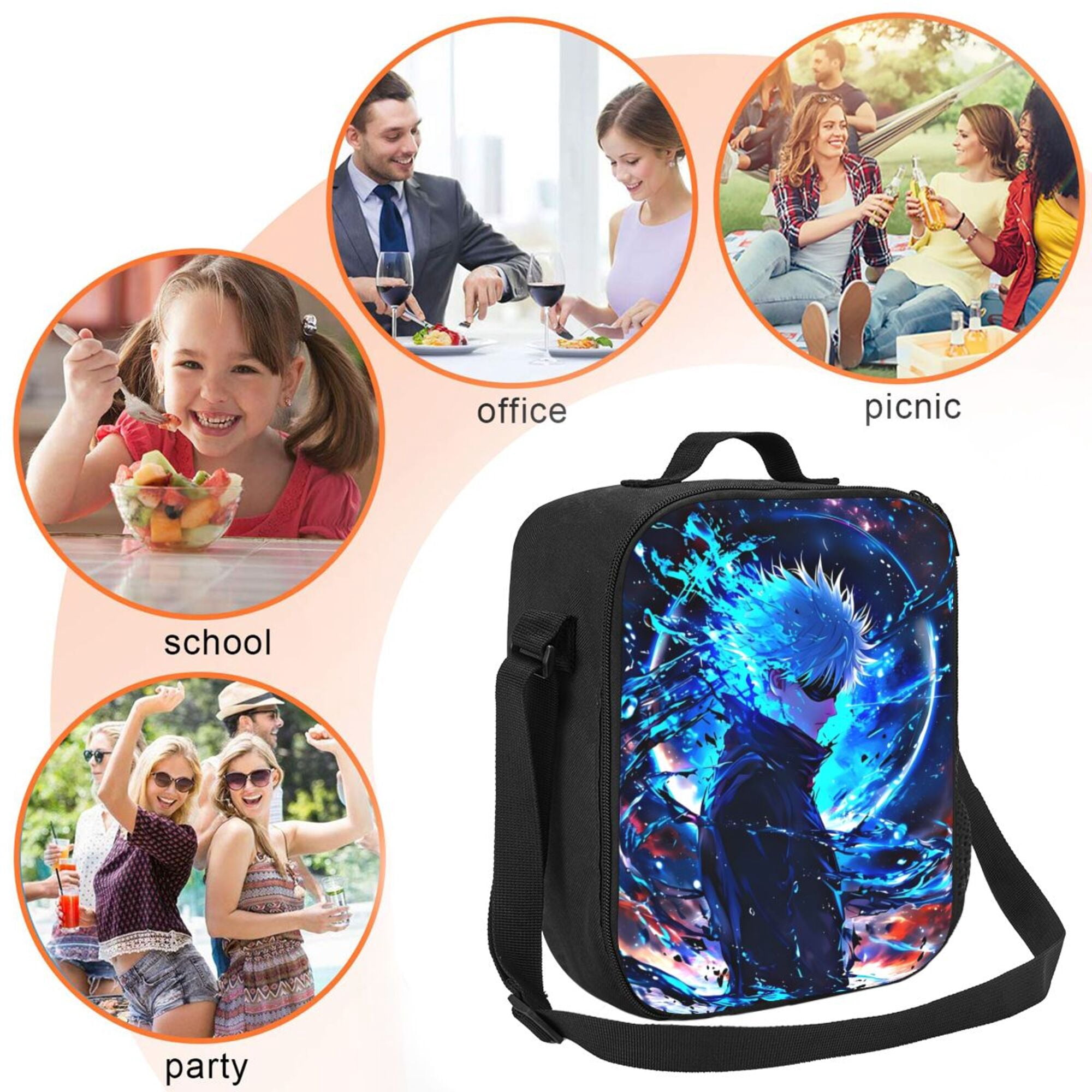 Jujutsu Kaisen Satoru Gojo Lunch Box Portable Lunch Bag Woman Man Teen Work Office With Lunch Storage Bag Reusable