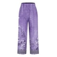 thumbnail image 5 of Women's Pants with Pockets Gradient Print Straight Leg High Waist Cropped Trousers Casual Loose Lounge Pants (XL, Purple 1), 5 of 5