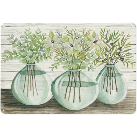 Rustic Metal Tin Wall Sign with Farmers Market Glass Jar Design Indoor Outdoor Farmhouse Decor Plaque 8x12 Inch