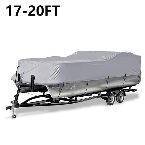 ZOPan Gray Pontoon Boat Cover 17-20FT Oxford Canvas Waterproof Trailerable Cover, Material-210D Oxford Fabric Polyester