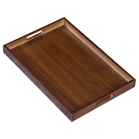 Hemobllo Wooden Tea Tray with Handles Elegant Walnut Finish for Serving Rituals