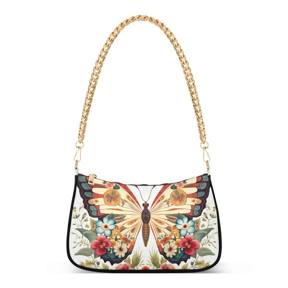 Butterfly Flowers FloralWomen Small Shoulder Bag Crossbody Tote Hobo Bags Purse Clutch Handbags with Chain Strap for Women