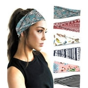6Pack Women's Yoga Running Headbands Sports Workout Hair Bands,Head Bands Stretch for Hair Sweatband Fitness Head Wraps