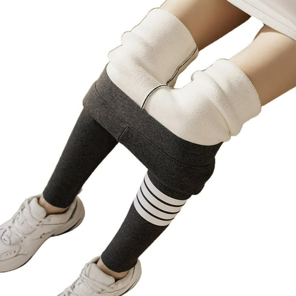 Forro Polar Para Mujer, Mallas Gruesas Elásticas De Cintura Alta Con Tira De Hilos, Pantalones De Yoga Cálidos Térmicos Para Invierno, Pantalones Para Senderismo Y Correr Minnieouse HA046624-02