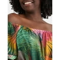 thumbnail image 4 of Terra & Sky Women's Plus Convertible Blouse with Short Sleeves, Sizes 0X-5X, 4 of 5