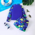 thumbnail image 4 of LIIPEE Boys Girls Swimwear Cartoon Tropical Printed Long Sleeve Round Neck Zip Up Shirt Swim Trunks Set Toddler Handsome Birthday Bathing Suit,Dark Blue,1-2 Years, 4 of 9