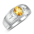 thumbnail image 3 of RYLOS Men's Rings Sterling Silver Classic 8X6MM Oval Gemstone &  Diamond Ring Citrine November Birthstone Rings For Man Silver Rings Size 13, 3 of 7