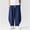 Navy, variant on Mens Wide Leg Linen Harem Pants Japanese Loose Fit Pants Casual Elastic Waist Trouser Big and Tall Size M-5XL White