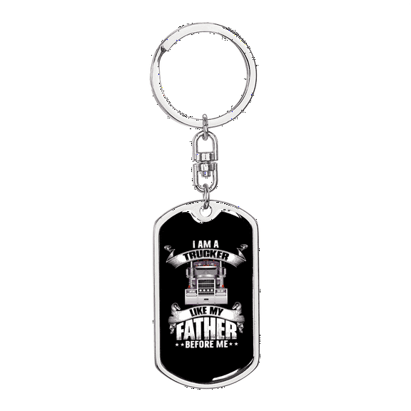 Like My Father Swivel Trucker Keychain Dog Tag Stainless Steel or 18k Gold