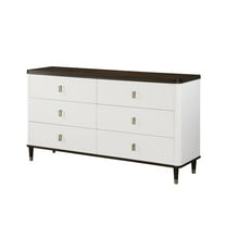 Acme Furniture Carena Wooden 6-Drawer Dresser with Jewelry Tray in White and Brown