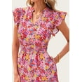 thumbnail image 3 of PRETTYGARDEN Women's Summer Floral Midi Dress Cap Sleeve V Neck Ruffle Long Flowy Boho Casual Beach Vacation Dresses, 3 of 10