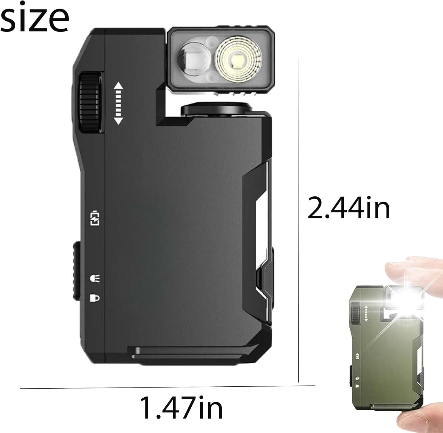Pocket-Sized Led Light - 400 Lumens Magnetic Mini Flashlight, USB-C, Magnetic Clip, Great for Gear Bag, Rechargeable EDC Flashlight with 180° Rotation & Dual Light 2PCS