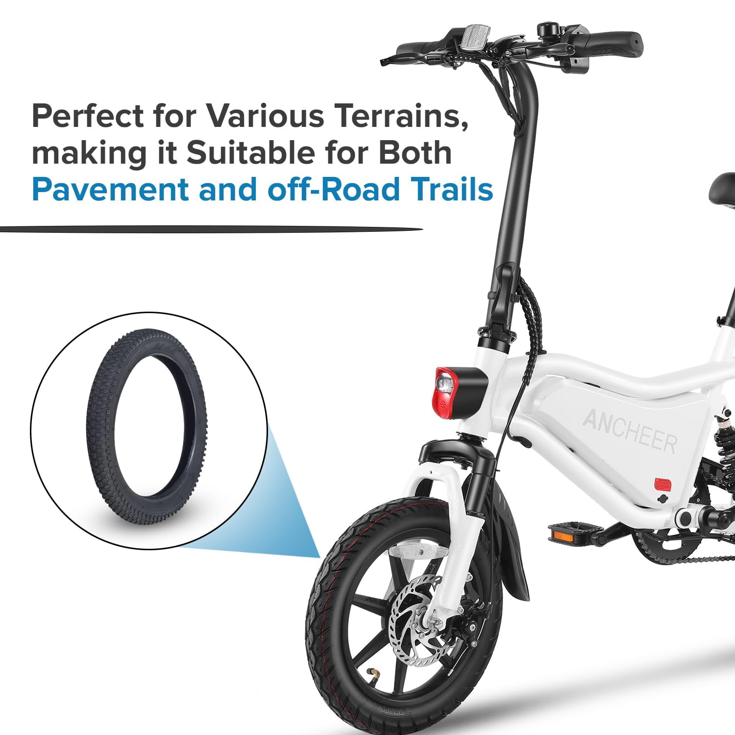 AlveyTech 14"x2.125" (57-254) Pneumatic Tire for Electric Bikes - Replacement 14 Inch Tire, Electric Bike Tires, Jetson Electric Bike Tire, Ancheer Swagtron Replacement Parts, Pneumatic Replacement