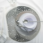 Home Details Set of Four Round Moon Laser Cut Table Place Mat, Silver