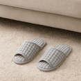 thumbnail image 5 of 2 Pairs Non-Slip Indoor Cotton Slipper Set, Washable Waffle House Sandals, Lightweight Soft Open-Toe Unisex Slippers for Home, Bedroom, Guest, Spa, Travel, Everyday Use – Made in Korea (Light Gray), 5 of 13