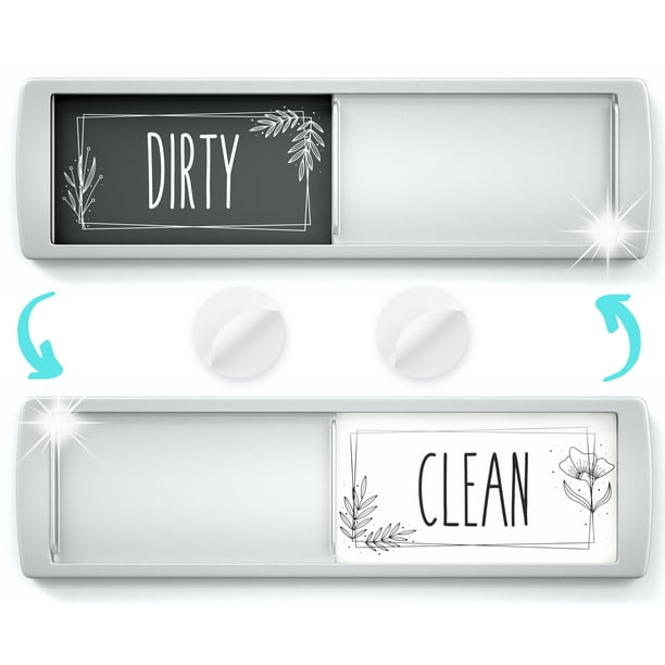 ASSURED SIGNS Dishwasher Clean Dirty Sign for Kitchen White and Grey Acrylic Made