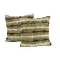 Home Soft Things Plush Striped Faux Fur Pillow Covers, Set of 2, 20"x20", Mungo