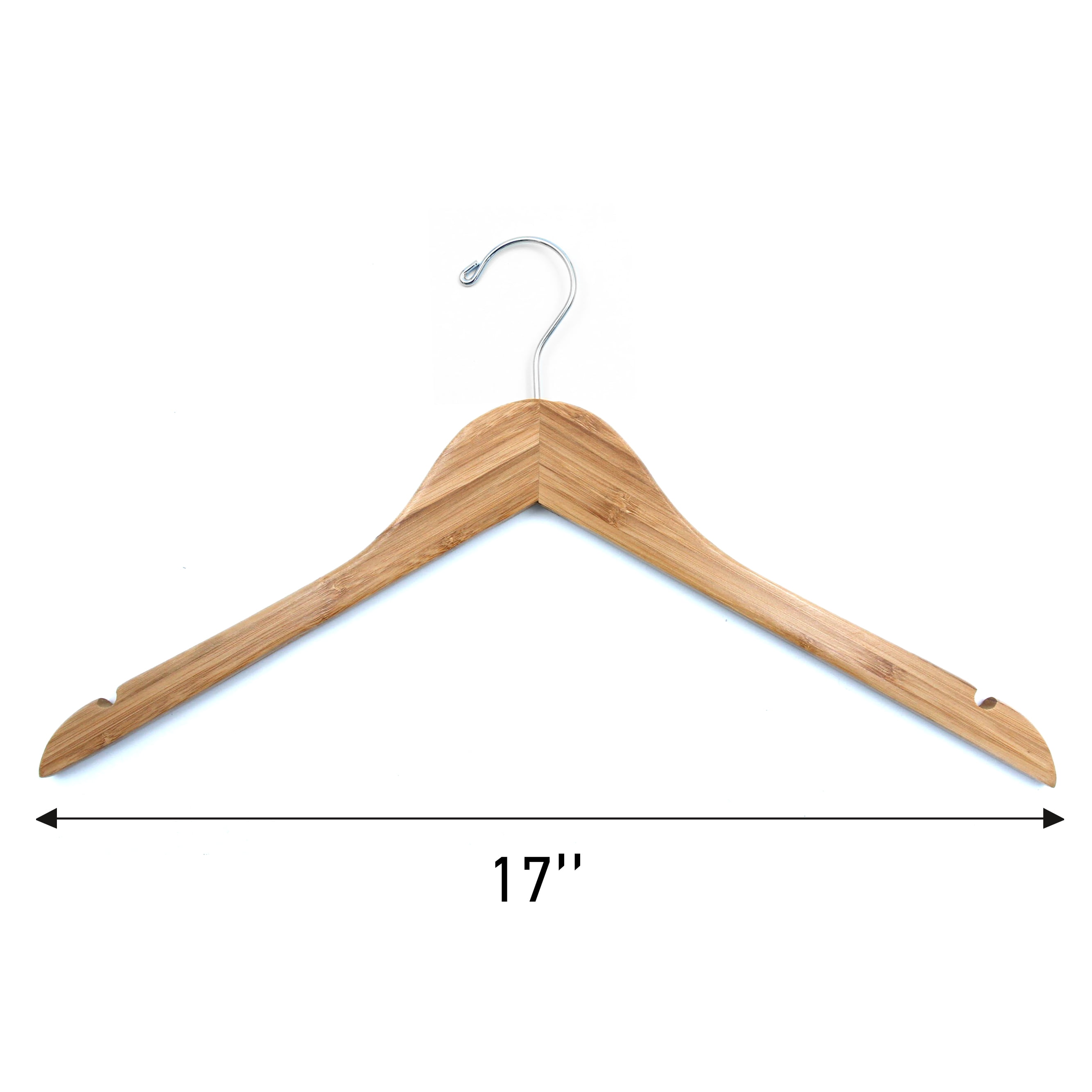 SSWBasics Bamboo Hangers For Clothes  - Hanger 17" - Case of 50
