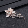 thumbnail image 3 of Trayknick Brooch Pin Shiny Alloy Women's Flower Brooch Pin for Banquet Champagne, 3 of 10