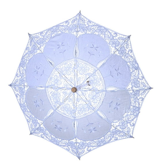 Raindrops Blue Handmade Lace Umbrella for Decor Perfect for Wedding Photoshoots with Foldable Design and Wooden Handle 18.5 Inches