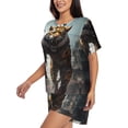 thumbnail image 3 of Womens Pajama Sets With Pocket, Ruins Tiger Warrior Lounge Sets Short Sleeve Sleepwear PJ Sets for Women, 3 of 6