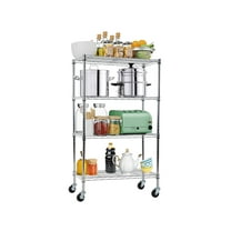 4 Shelf Shelving Storage Units with Wheels, Wire Heavy Duty Shelves for Storage Adjustable Storage Shelving Unit for Home, Garage, Kitchen,Office Metal Organizer Wire Rack