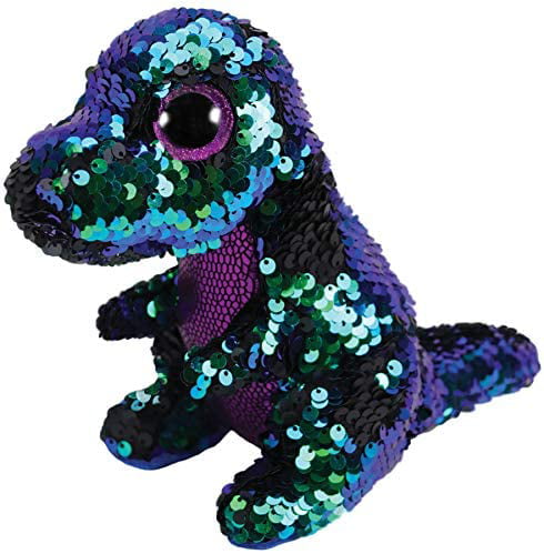 Ty Flippables Tremor the Aqua & Pink Dinosaur Color Changing Sequin Plush 