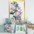thumbnail image 3 of Designart 'Pink Vintage Lotus Flower and Monochrome Leaves' Traditional Framed Art Print, 3 of 4