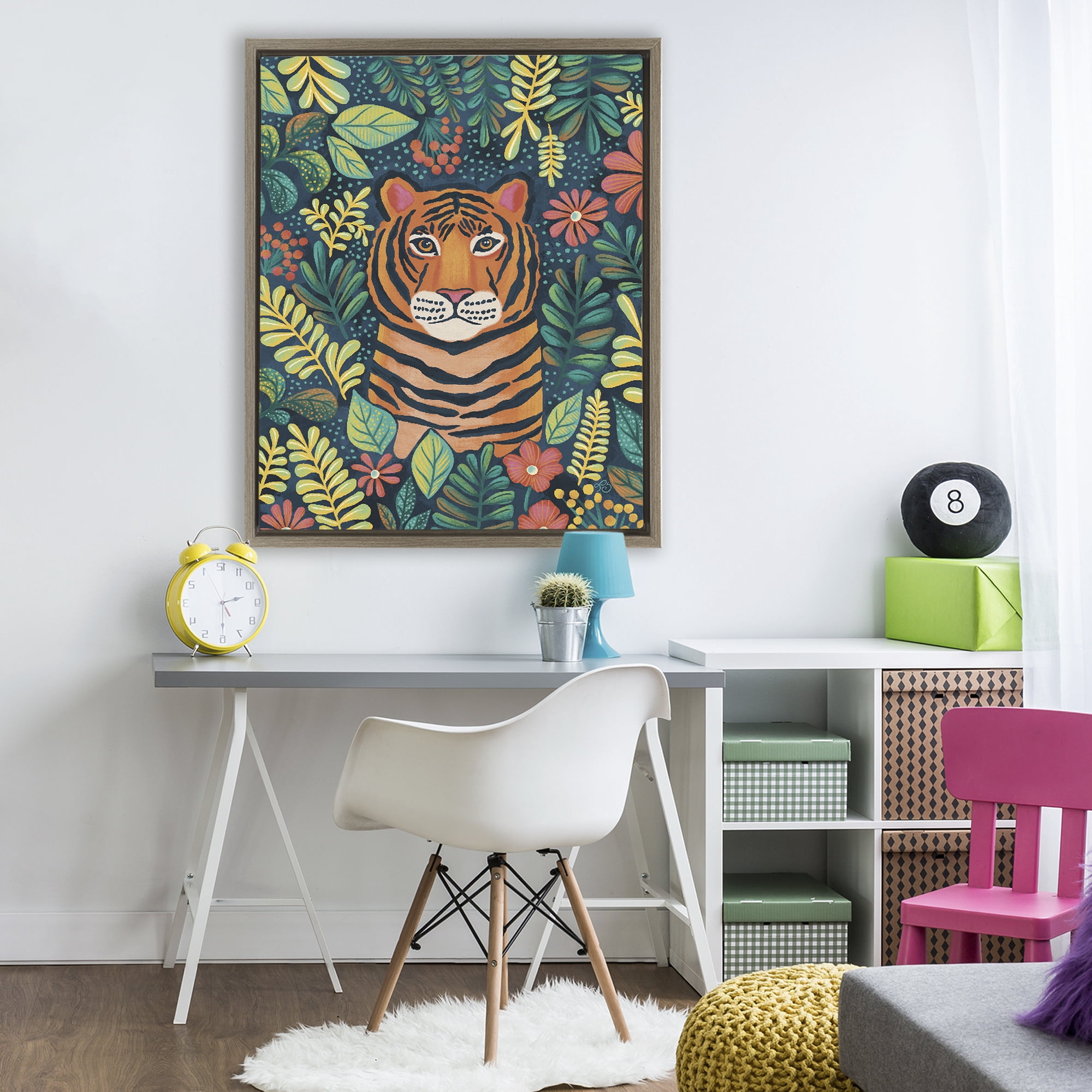 Stupell Industries Exotic Leaf Pattern Tiger Brown Framed Floater Canvas Wall Art, design by Lisa R Dumm