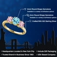 thumbnail image 2 of Gem Stone King 18K Yellow Gold Plated Silver Blue Apatite and Pink Lab Grown Diamond Engagement Ring for Women | 1.82 Cttw | Round 6MM | Gemstone Birthstone | Size 7, 2 of 6