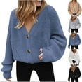 thumbnail image 4 of ZQUUVOU Women's Fall Cardigan Sweaters Loose Casual Crewneck Long Sleeve Chunky Soft Cable Knit Blouse Tops Khaki, 4 of 4
