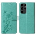 thumbnail image 2 of For Samsung Galaxy S22 Ultra 5G 6.8 inch Embossed Butterfly Flowers With Card Slots And A Cash Compartment Shockproof Kickstand Flip Leather Phone Case For Women,Green,For Galaxy S22 Ultra 5G, 2 of 7