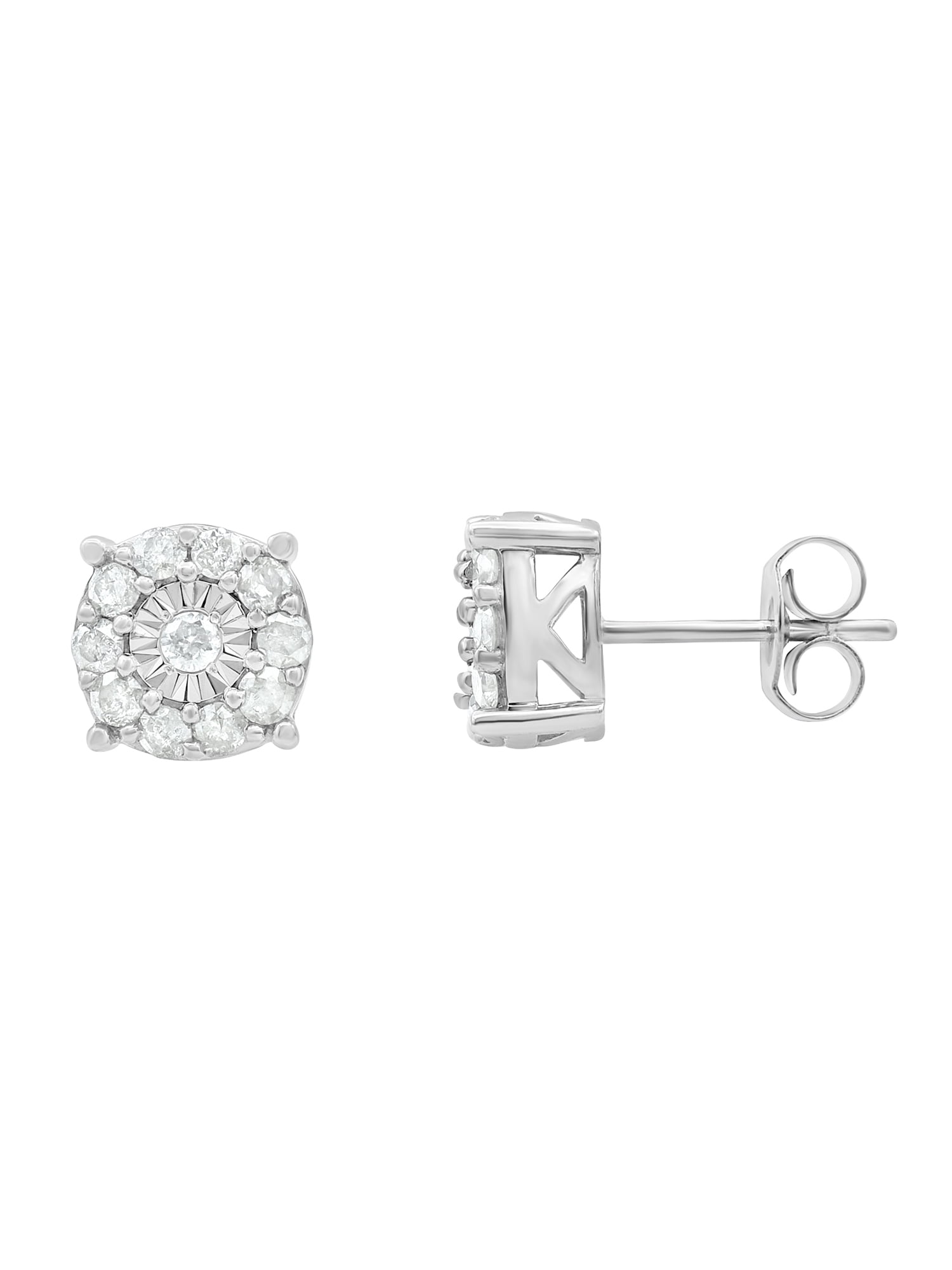 Arista 1.00 Carat T.W Diamond Earrings and Pendant 2 Piece in Sterling Silver Jewelry Set, 18" (I-J, I2-I3)