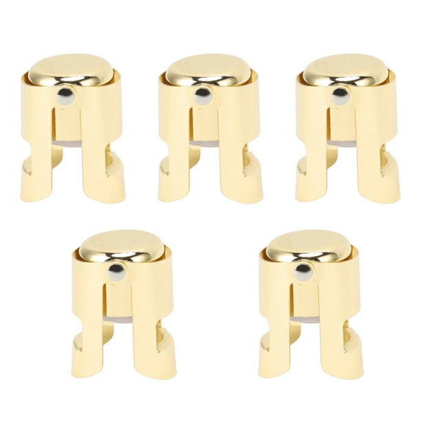 5 tapones para botellas de champán de acero inoxidable, tapón sellador de champán, reutilizable, para botellas de vino, botellas de champán, color dorado