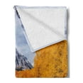 thumbnail image 2 of Autumn Soft Flannel Fleece Throw Blanket, Colorful Fall Season in Colorado with Snowy Mountain and Trees, Cozy Plush for Indoor and Outdoor Use, 50" x 70", Orange Pale Ceil Blue, by Ambesonne, 2 of 5