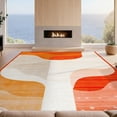 thumbnail image 2 of Design&I 5'x7' Washable Area Rug Snag-Free, Skid-Resistant Orange Funky Classroom Retro Waves Abstract Wavy Stripes with Asymmetrical Dots for Dining Room, Under Table, Home Office, 2 of 7