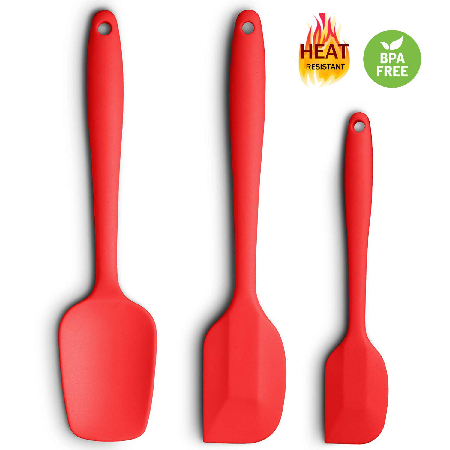 Silicone Spatula 3piece Set, High HeatResistant ProGrade Spatulas