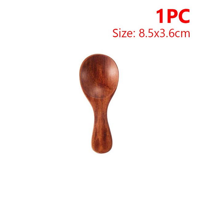 4/2/1 piezas Mini cucharas de madera Cuchara para condimentos de cocina Cuchara para café Cuchara para azúcar Cucharaditas de madera de mango corto para niños Vajilla para el hogar