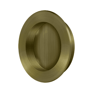 Deltana FP238U5 Flush Pull , Round, HD, 2-3/8", Solid Brass in Antique Brass