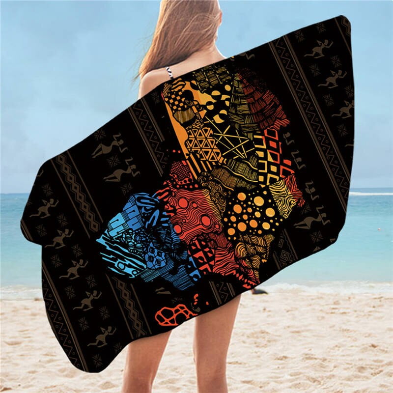 World Map Bath Towel Bathroom African Map Microfiber Beach Towel