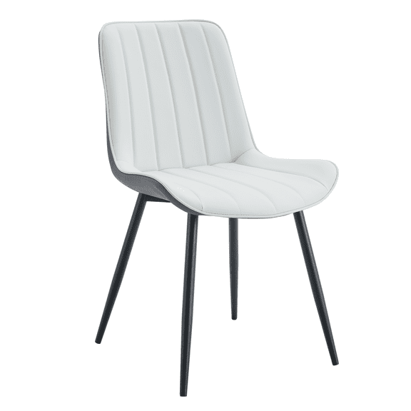 Xukmct 4 Pack Upholstered Armless Side Chair with Metal Legs, PU Leather Dining Chair for Living Room, Dining Room, White Dark Gray