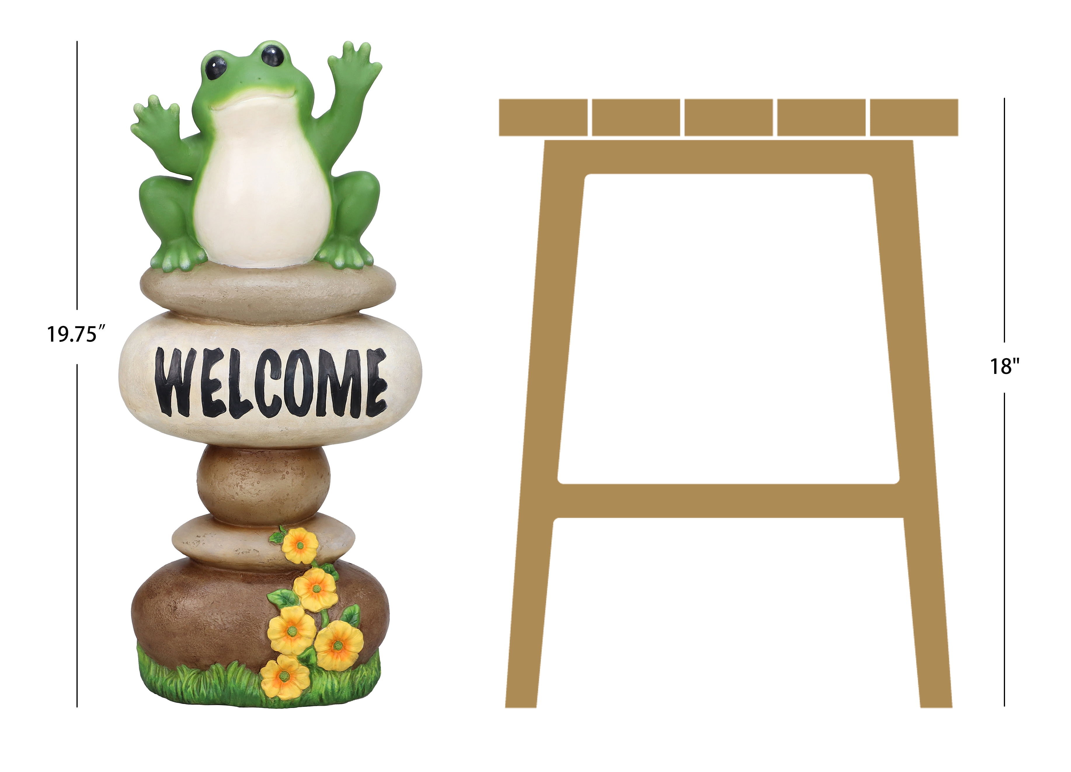 Mainstays 19.75 Inch Outdoor Large Frog on Welcome Stones Statue