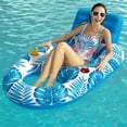 thumbnail image 6 of Inflatable Pool Float Adult - Pool Floaties Lounger Floats Raft Floating Chair Water Floaties for Swimming Pool Lake Lounge Float with Cup Holders Beach Pool Party Toys for Adults (Blue), 6 of 7