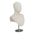 thumbnail image 2 of Voxware Wig Display Stand Mannequin Head Bust Hat Rack Linen Metal Adjustable Multipurpose Stable Base with Shoulder Insertable Pins Jewelry Organizer Suitable for stores shopping malls beige, 2 of 8