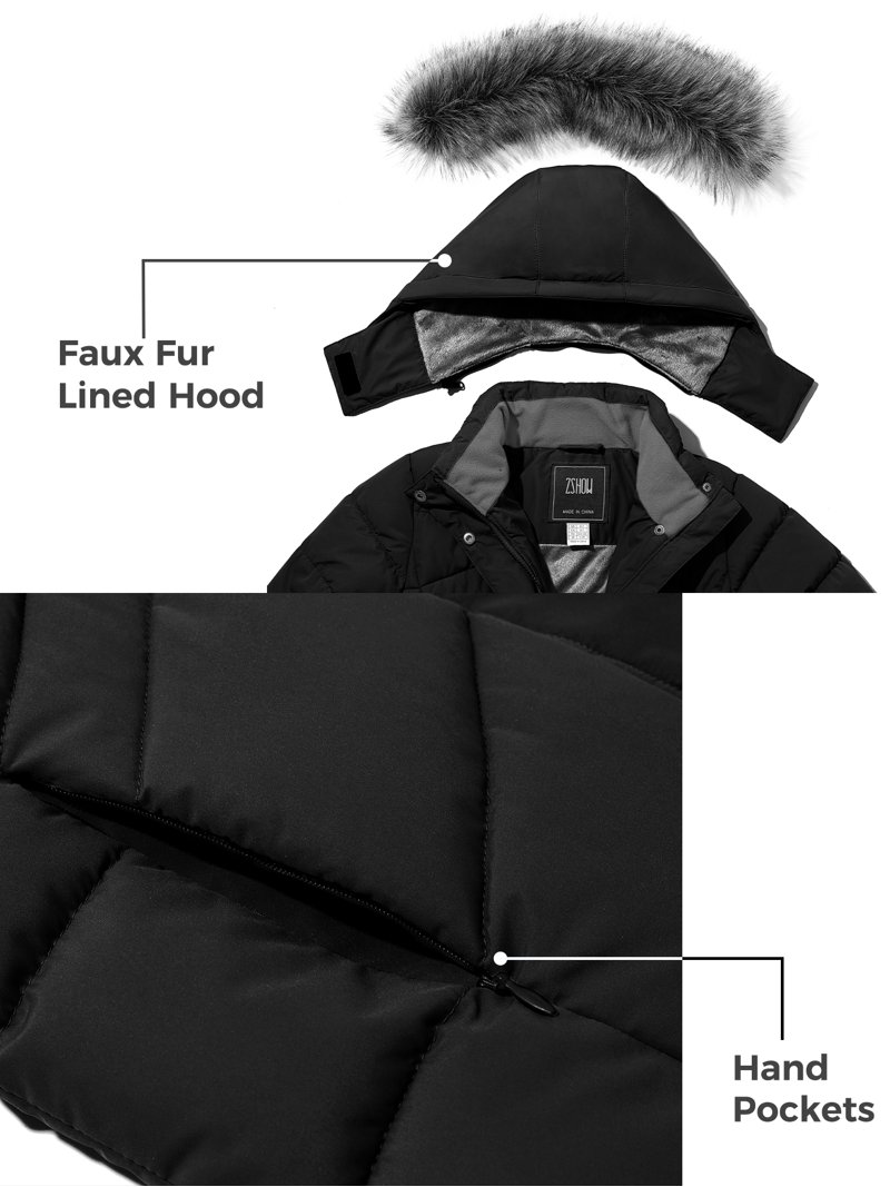 ZSHOW Women's Long Winter Parka – Waterproof, Warm Puffer Coat With Removable Faux Fur Hood