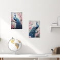 thumbnail image 3 of ZHONGYUTONG Peacock Wall Art Set of 2 Blue Peacock Pictures Wall Decor Elegant Peacock Painting Beautiful Animal Poster Canvas Prints Home Decor Frame (11"x14"x2PCS), 3 of 6