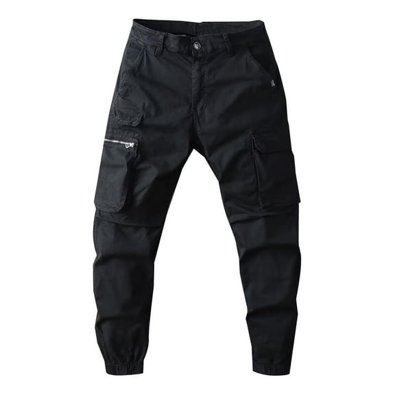 CONZONE Mens Cargo Pants Casual Solid Color Buttons Cargo Pants for Men Lightweight Relaxed Fit Outdoor Athletic Trousers With Pockets