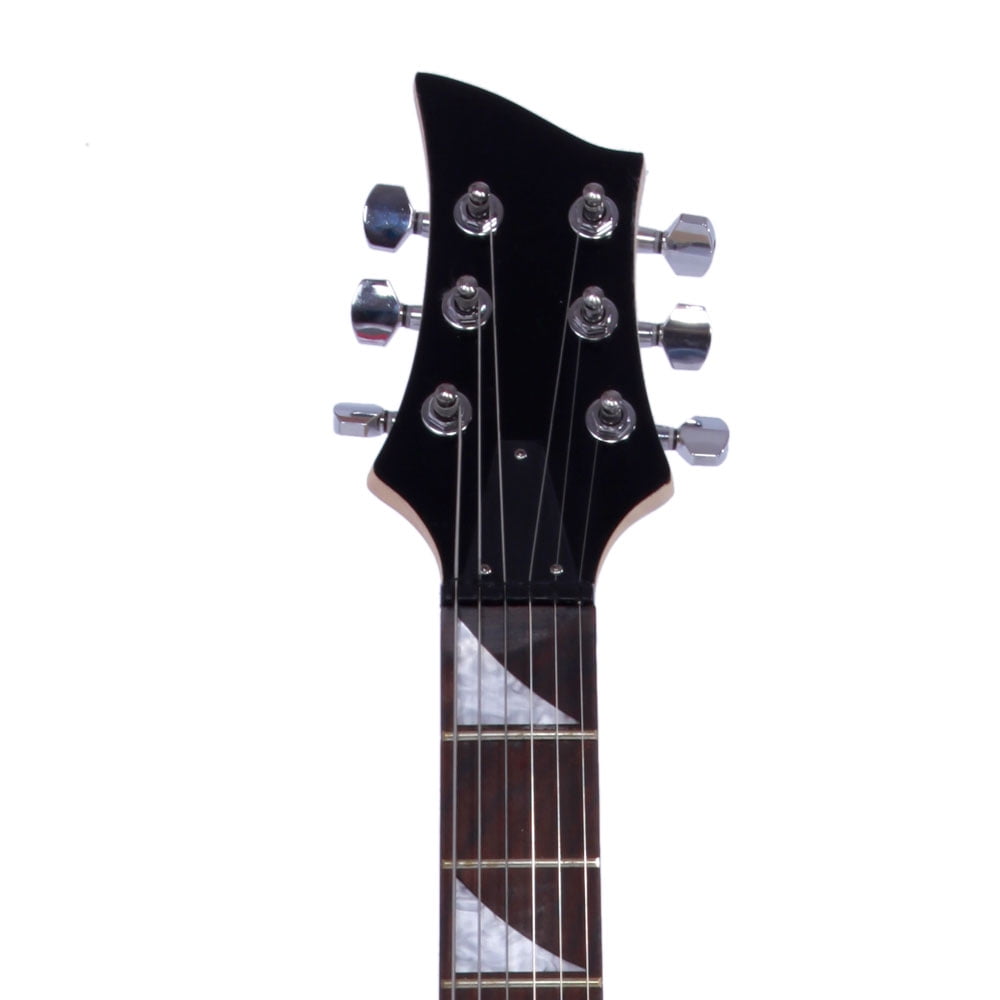 Private Jungle Novice Flame Shaped Electric Guitar HSH Pickup Bag Strap Paddle Rocker Cable Wrench Tool,White